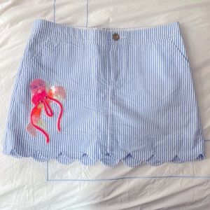 Lilly Pulitzer Seersucker Scallop Hem Skort with Beaded Sequin Octopus
